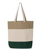 Q-Tees Q125900, 11l Tri-color Tote, Forest/ Natural/ Khaki