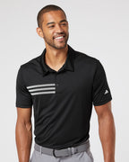 Adidas A324, Men's 3-stripes Chest Polo, Black/ White