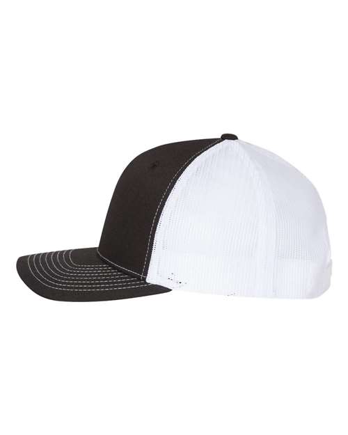 Richardson 112FP, Five-panel Trucker Cap, Black/ White