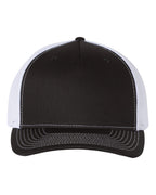 Richardson 112FP, Five-panel Trucker Cap, Black/ White