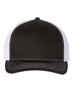 Richardson 112FP, Five-panel Trucker Cap, Black/ White