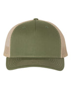 Richardson 112FP, Five-panel Trucker Cap, Army Olive Green/ Tan