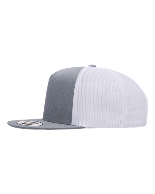 YP Classics 6006, Classic Five-panel Trucker Cap, Heather/ White