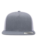 YP Classics 6006, Classic Five-panel Trucker Cap, Heather/ White