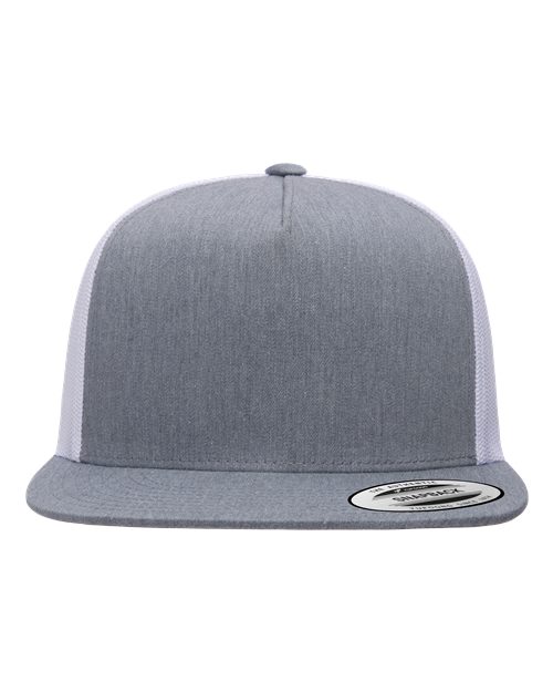 YP Classics 6006, Classic Five-panel Trucker Cap, Heather/ White
