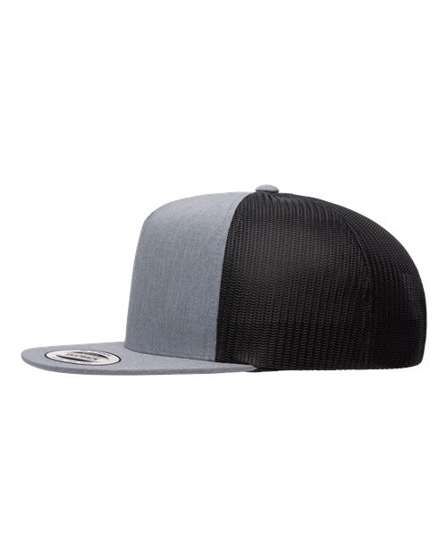 YP Classics 6006, Classic Five-panel Trucker Cap, Heather/ Black