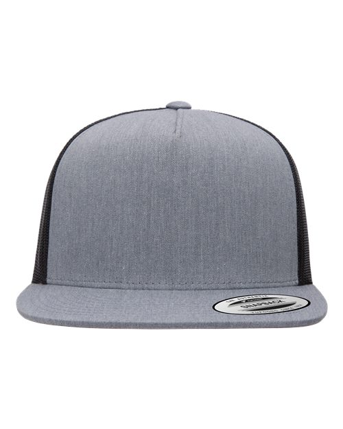 YP Classics 6006, Classic Five-panel Trucker Cap, Heather/ Black