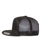 YP Classics 6006, Classic Five-panel Trucker Cap, Multicam Black/ Black