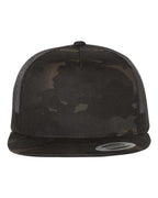 YP Classics 6006, Classic Five-panel Trucker Cap, Multicam Black/ Black