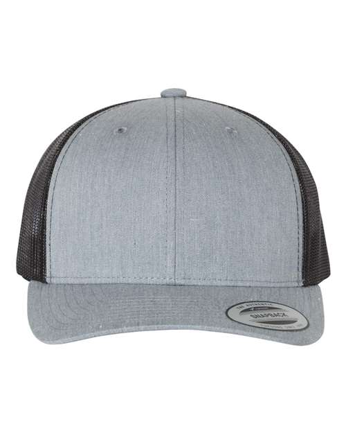 YP Classics 6606, Retro Trucker Cap, Heather Grey/ Black
