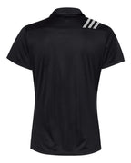 Adidas A325, Women's 3-stripes Shoulder Polo, Black/ White