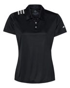 Adidas A325, Women's 3-stripes Shoulder Polo, Black/ White