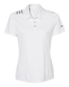 Adidas A325, Women's 3-stripes Shoulder Polo, White/ Black