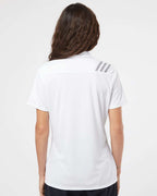 Adidas A325, Women's 3-stripes Shoulder Polo, White/ Black