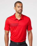 Adidas A324, Men's 3-stripes Chest Polo, Collegiate Red/ Black