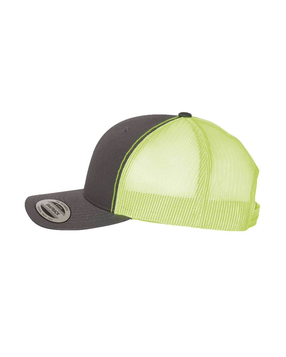 YP Classics 6606, Retro Trucker Cap, Charcoal/ Neon Green