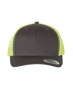 YP Classics 6606, Retro Trucker Cap, Charcoal/ Neon Green