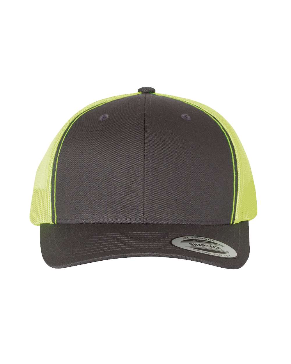 YP Classics 6606, Retro Trucker Cap, Charcoal/ Neon Green