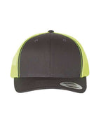 YP Classics 6606, Retro Trucker Cap, Charcoal/ Neon Green