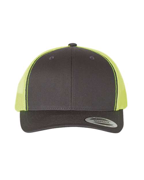 YP Classics 6606, Retro Trucker Cap, Charcoal/ Neon Green