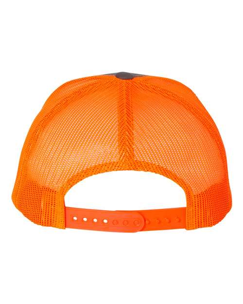 YP Classics 6606, Retro Trucker Cap, Charcoal/ Neon Orange
