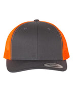 YP Classics 6606, Retro Trucker Cap, Charcoal/ Neon Orange