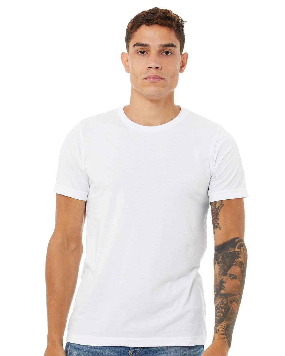 BELLA + CANVAS 3001CVC, T-Shirts - Premium, Solid White Blend