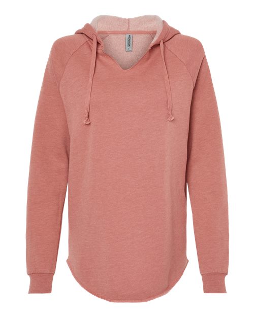 Independent Trading Co. PRM2500, Women’s Lightweight California Wave Wash Hooded Sweatshirt, Dusty Rose