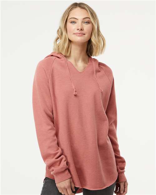 Independent Trading Co. PRM2500, Women’s Lightweight California Wave Wash Hooded Sweatshirt, Dusty Rose
