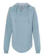Independent Trading Co. PRM2500, Women’s Lightweight California Wave Wash Hooded Sweatshirt, Misty Blue