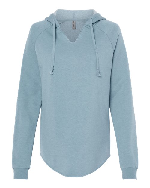 Independent Trading Co. PRM2500, Women’s Lightweight California Wave Wash Hooded Sweatshirt, Misty Blue