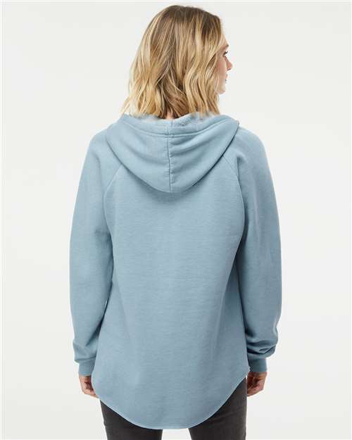 Independent Trading Co. PRM2500, Women’s Lightweight California Wave Wash Hooded Sweatshirt, Misty Blue