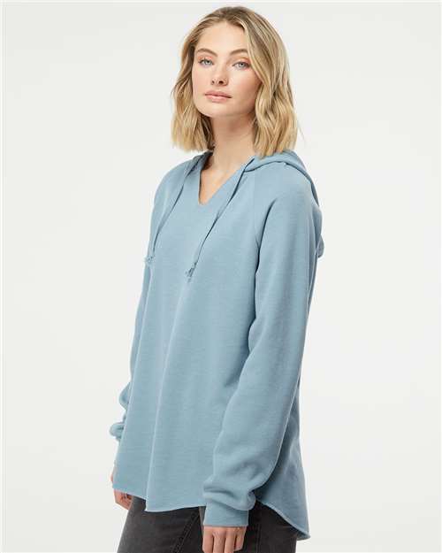 Independent Trading Co. PRM2500, Women’s Lightweight California Wave Wash Hooded Sweatshirt, Misty Blue