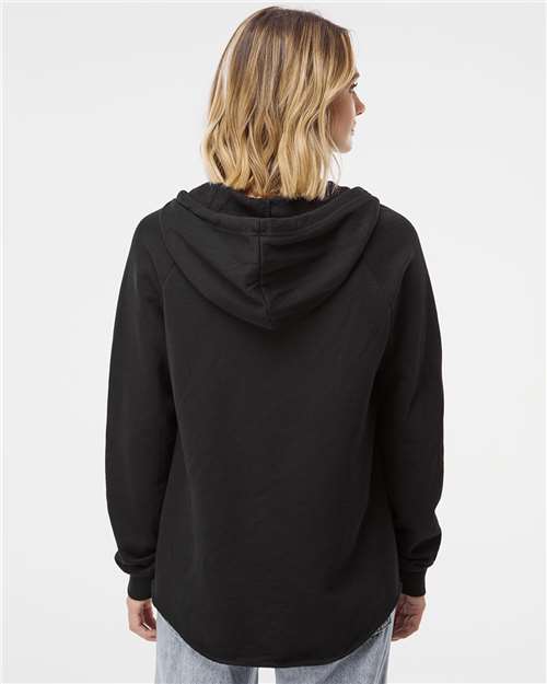 Independent Trading Co. PRM2500, Women’s Lightweight California Wave Wash Hooded Sweatshirt, Black