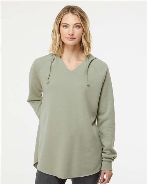 Independent Trading Co. PRM2500, Women’s Lightweight California Wave Wash Hooded Sweatshirt, Sage