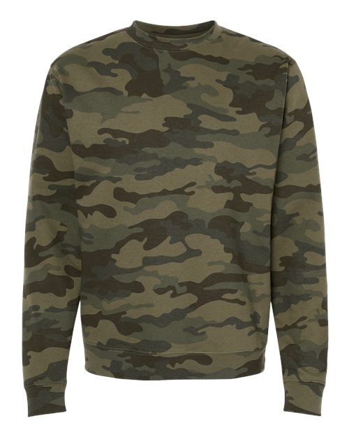 Independent Trading Co. SS3000, Unisex Midweight Crewneck Sweatshirt, Forest Camo