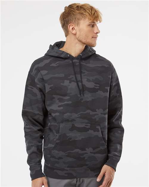 Independent Trading Co. IND4000, Unisex Heavyweight Hooded Sweatshirt, Black Camo