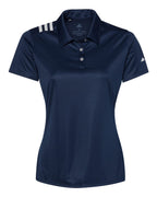 Adidas A325, Women's 3-stripes Shoulder Polo, Collegiate Navy/ White