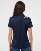 Adidas A325, Women's 3-stripes Shoulder Polo, Collegiate Navy/ White