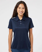 Adidas A325, Women's 3-stripes Shoulder Polo, Collegiate Navy/ White