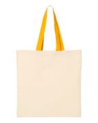 Q-Tees QTB6000, Economical Tote With Contrast-color Handles, Natural/ Black