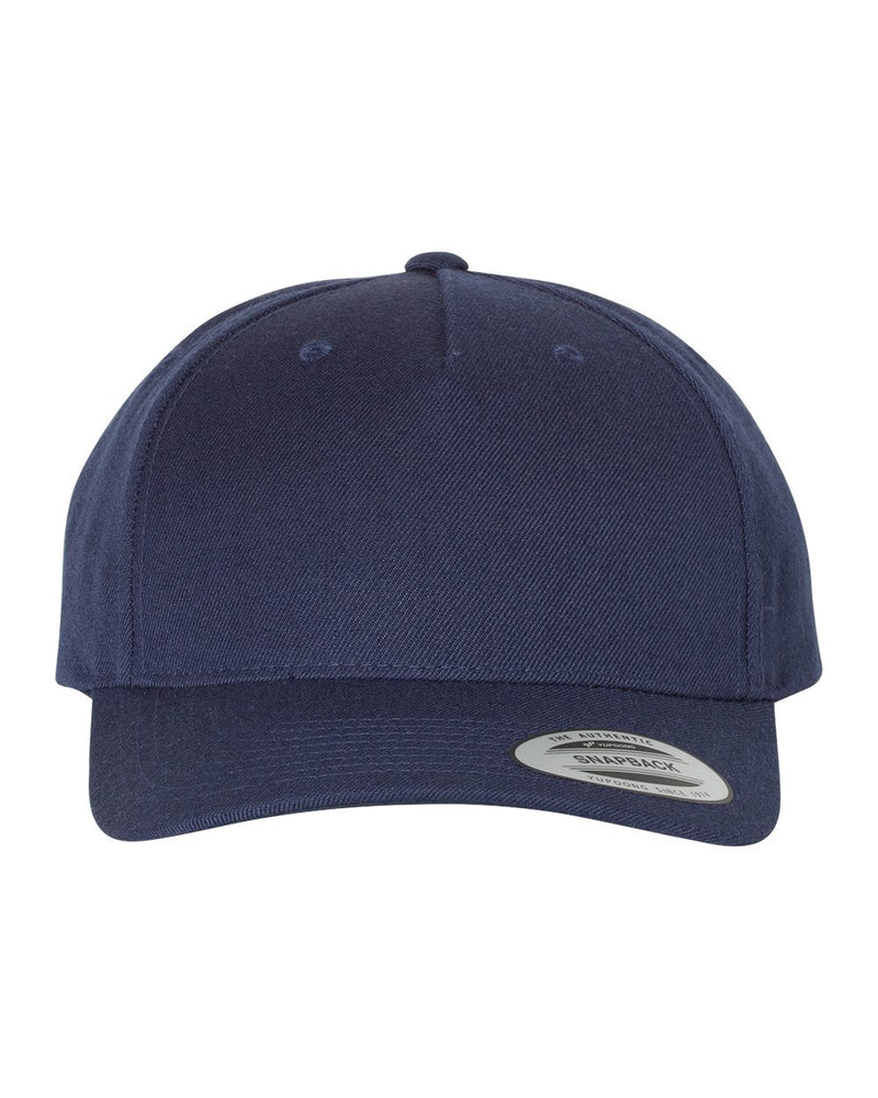 YP Classics 5789M, Premium Five-panel Curved Bill Snapback Cap, Black