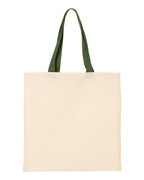 Q-Tees QTB6000, Economical Tote With Contrast-color Handles, Natural/ Forest