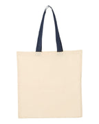 Q-Tees QTB6000, Economical Tote With Contrast-color Handles, Natural/ Navy