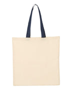 Q-Tees QTB6000, Economical Tote With Contrast-color Handles, Natural/ Navy