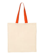 Q-Tees QTB6000, Economical Tote With Contrast-color Handles, Natural/ Orange