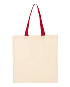 Q-Tees QTB6000, Economical Tote With Contrast-color Handles, Natural/ Red