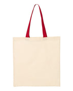 Q-Tees QTB6000, Economical Tote With Contrast-color Handles, Natural/ Red