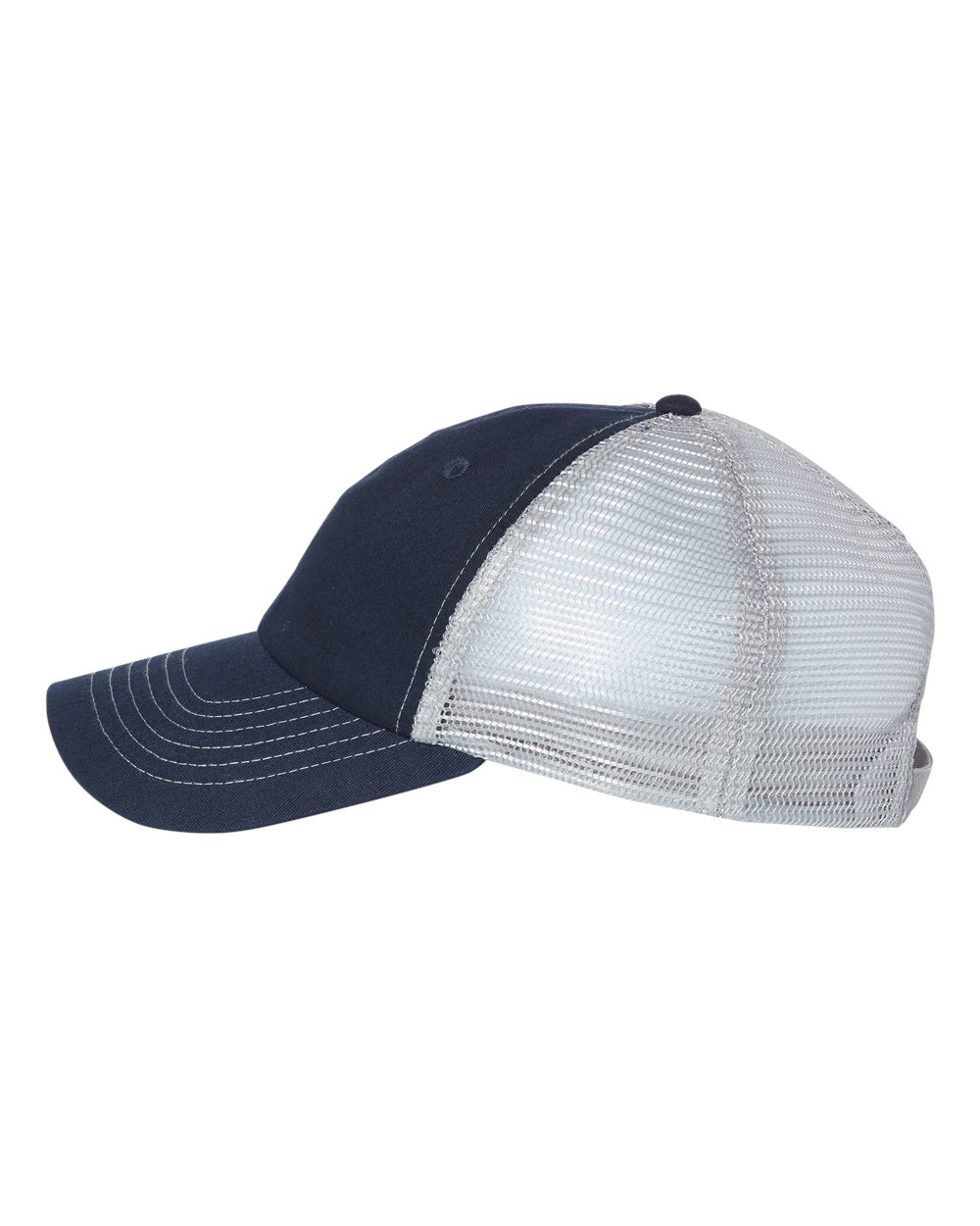 Valucap 2002, Contrast-stitch Mesh-back Cap, Navy/ Grey