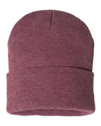 Sportsman SP12, 12" Solid Cuffed Beanie, Heather Cardinal